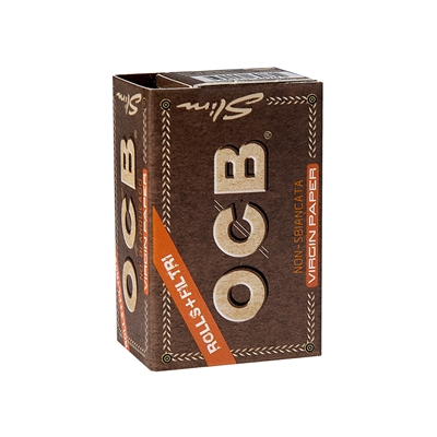 OCB Unbleached Slim Virgin Rolls+Tips 16 Stk.