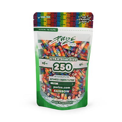 Purize Xtra Slim Aktivkohlefilter Rainbow 250 Stk.