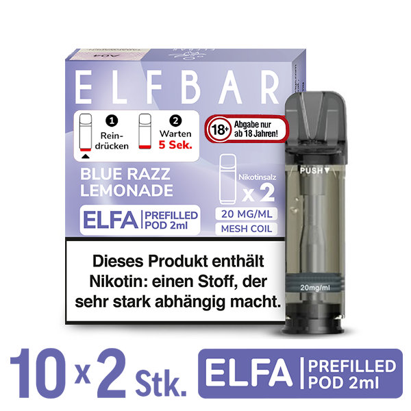 Elfbar Elfa Pod Blue Razz Lemonade 20mg Nikotin 10x2 Pods