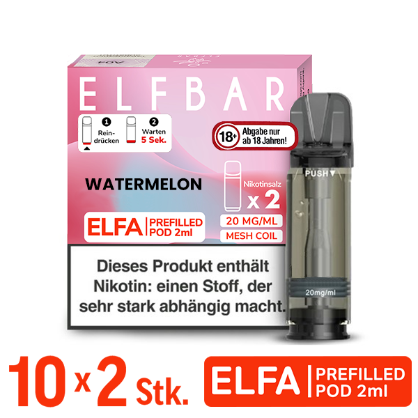 Elfbar Elfa Pod Watermelon 20mg Nikotin 10x2 Pods