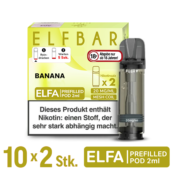 Elfbar Elfa Pod Banana 20mg Nikotin 10x2 Pods