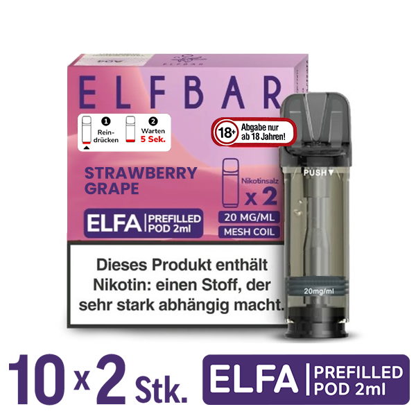 Elfbar Elfa Pod Strawberry Grape 20mg Nikotin 10x2 Pods