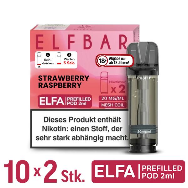 Elfbar Elfa Pod Strawberry Raspberry 20mg Nikotin 10x2 Pods