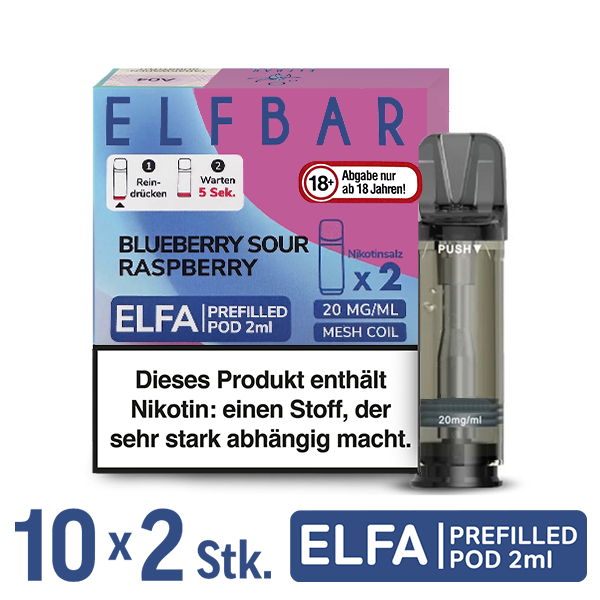 Elfbar Elfa Pod Blueberry Sour Raspberry 20mg/ml Nikotin 10x2 Pods