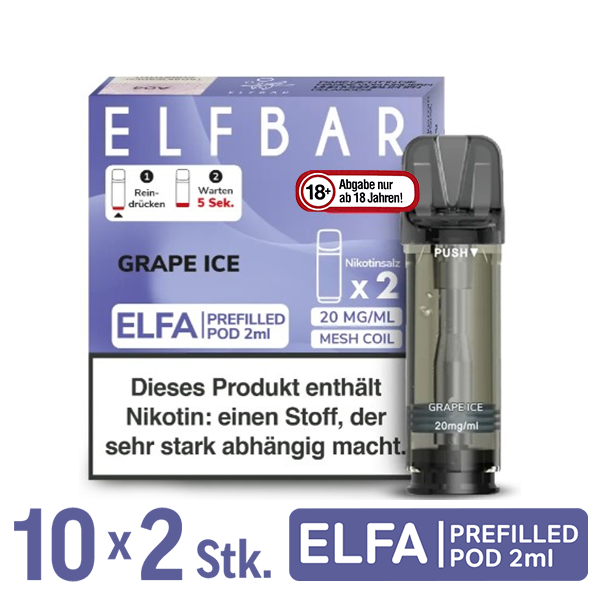 Elfbar Elfa Pod Grape Ice 20mg Nikotin 10x2 Pods