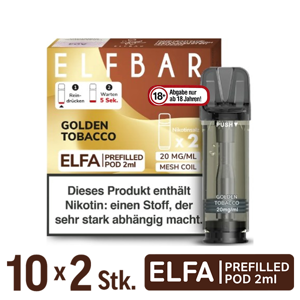 Elfbar Elfa Pod Golden Tobacco 20mg/ml Nikotin 10x2 Pods