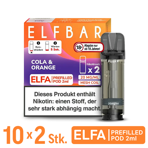 Elfbar Elfa Pod Cola & Orange 20mg Nikotin 10x2 Pods