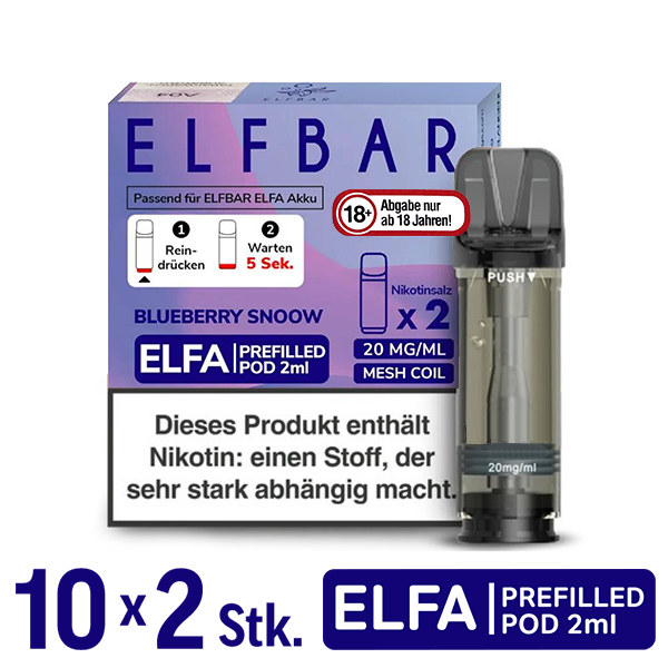Elfbar Elfa Pod Blueberry Snoow 20mg Nikotin 10x2 Pods